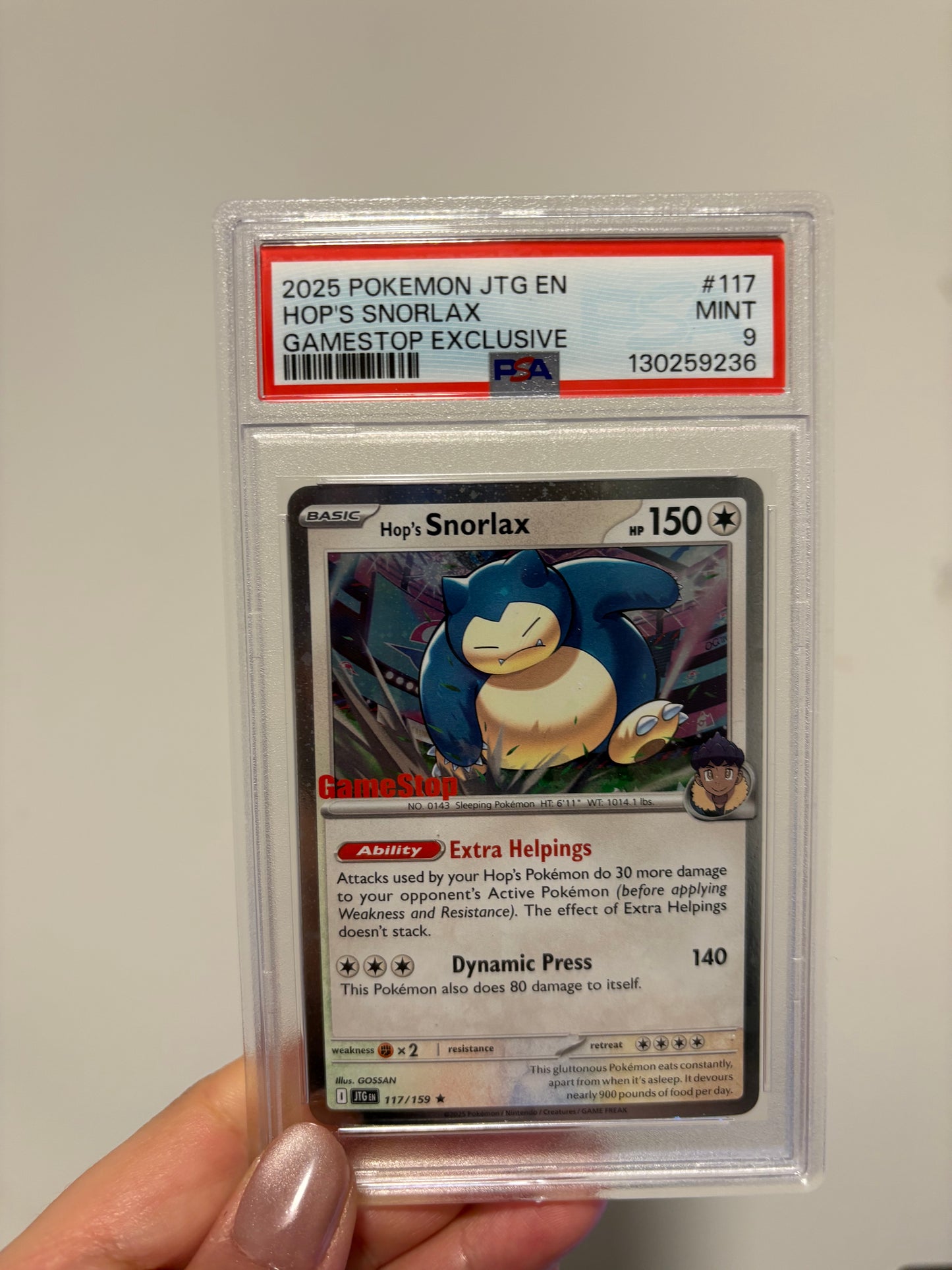 [ PSA 9 ]  Hop's Snorlax (GameStop) (Cosmos Holo) #117 (Promo)