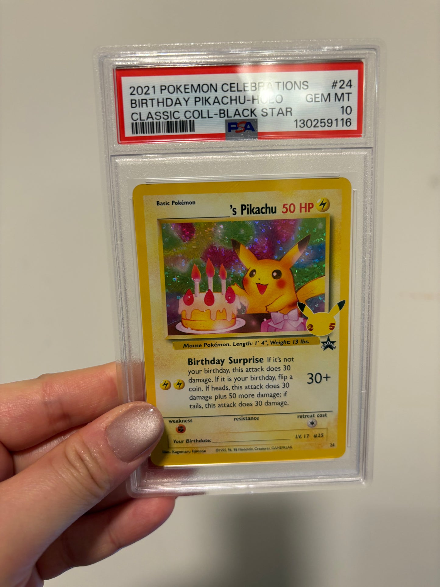 [ PSA 10 ] Birthday Pikachu (Celebrations Promo)  #24