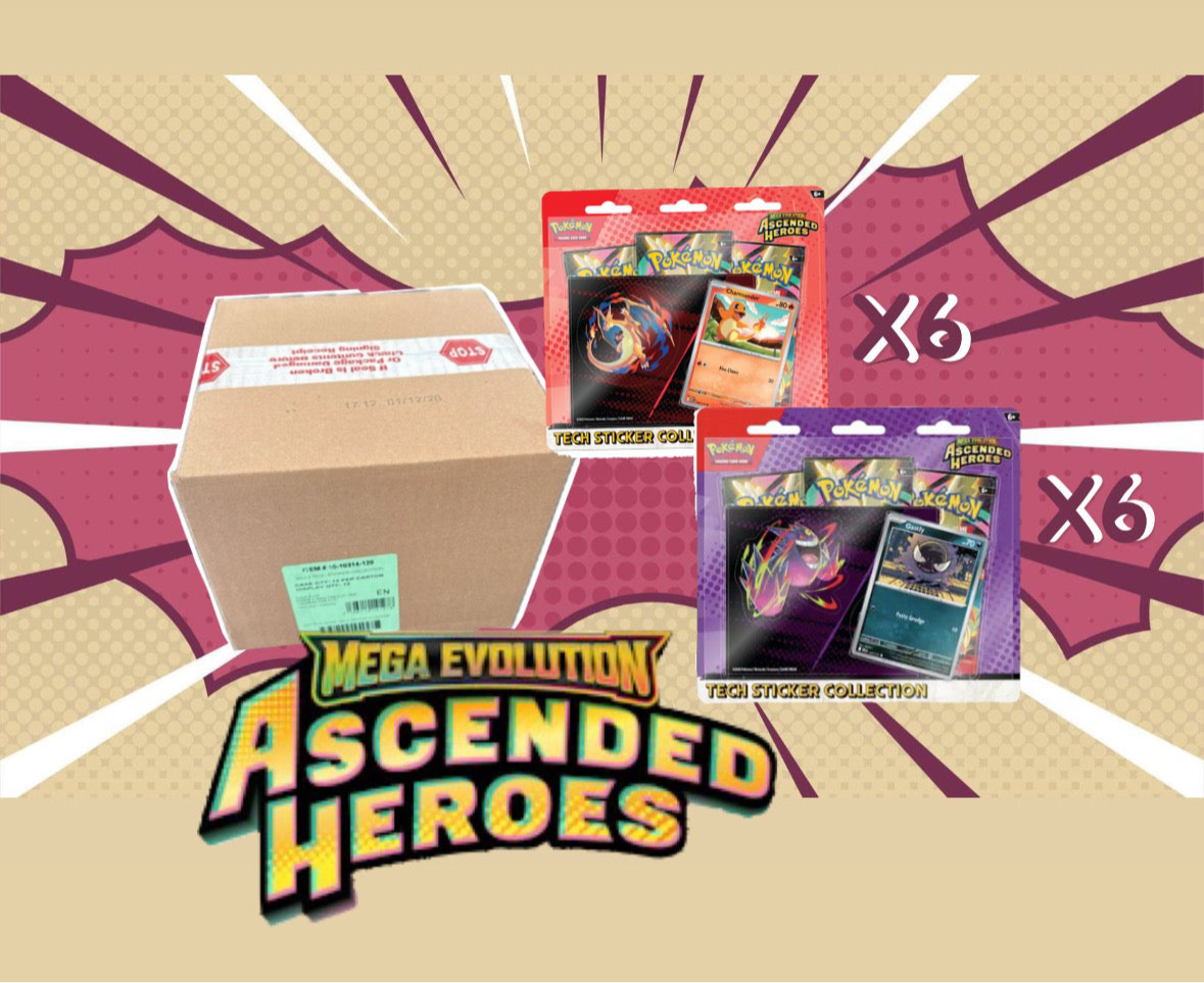 ME2.5 Ascended Heroes (wave 1) Tech Sticker display Case - Set of 12 Blister