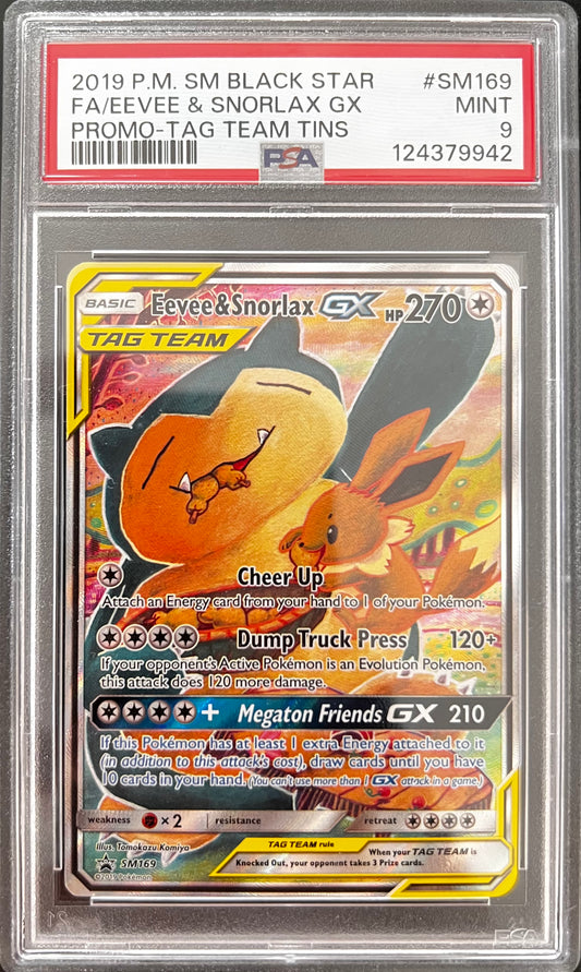 [ PSA 9 ]  Eevee & Snorlax GX #SM169 (Promo)