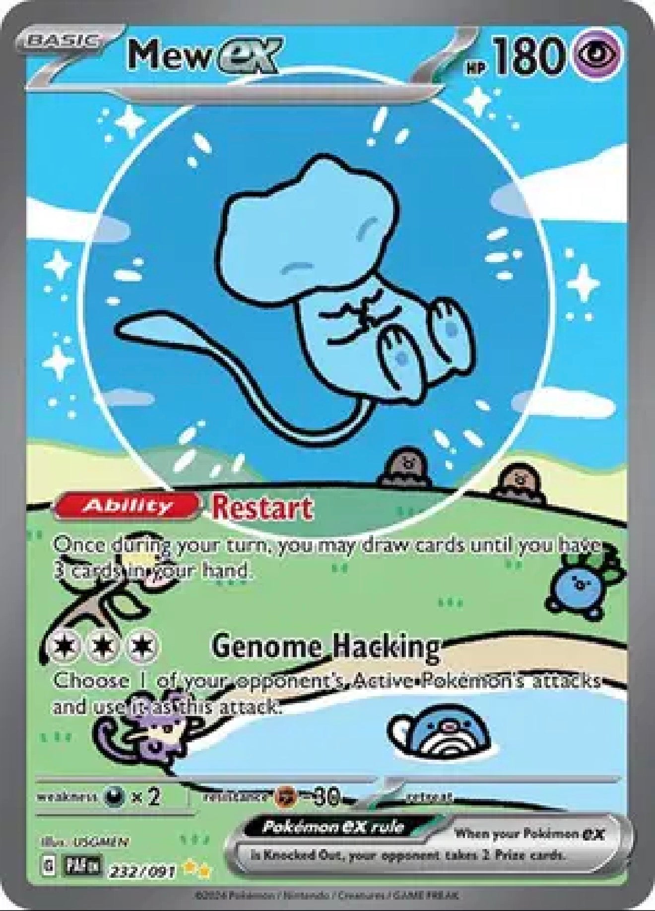 (NM) (Bubble Mew) Mew Ex 232/091 Paldean Fates