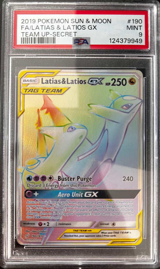 [ PSA 9 ]  Latias & Latios GX (Secret) #190/181 (SR)