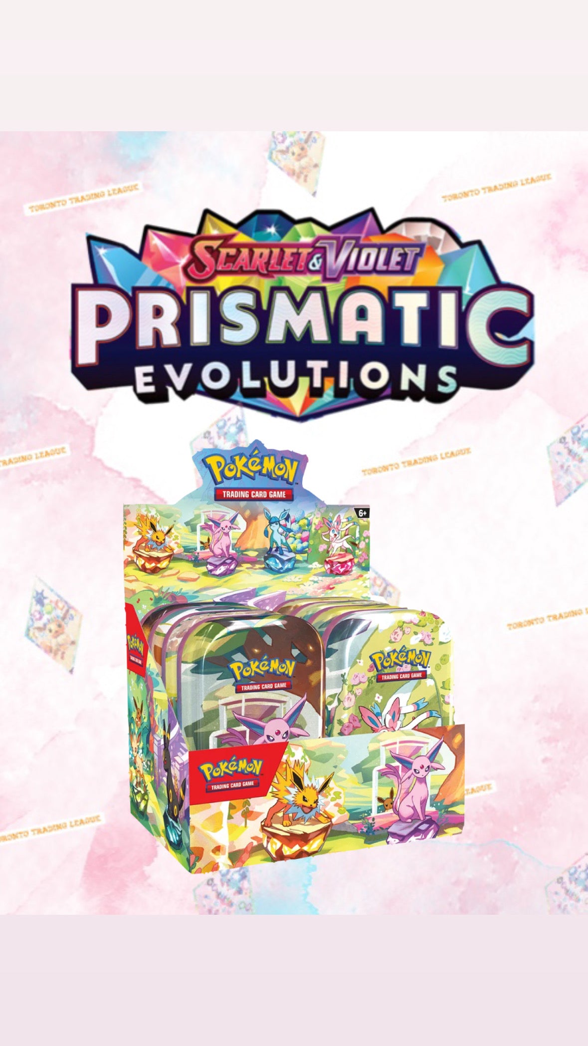SV8.5 Prismatic Evolutions Mini Tins Display