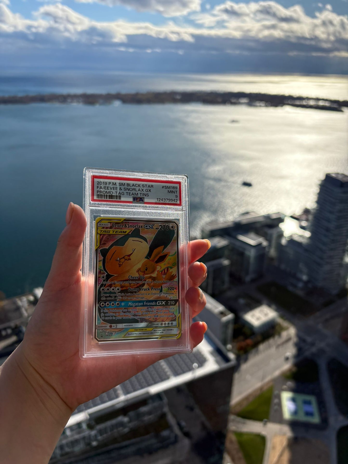 [ PSA 9 ]  Eevee & Snorlax GX #SM169 (Promo)