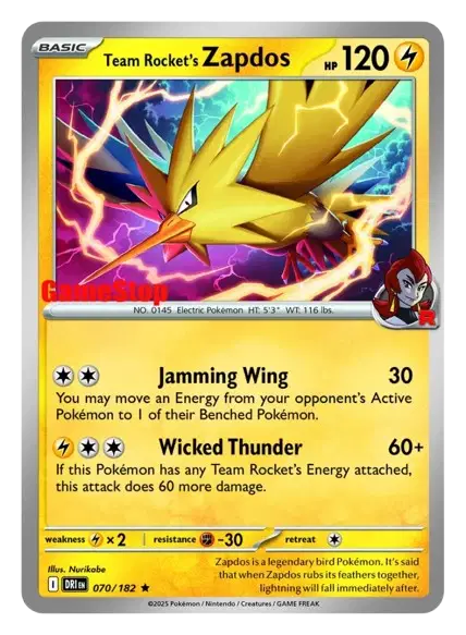 [Game stop PROMO] Team Rocket's Zapdos #70